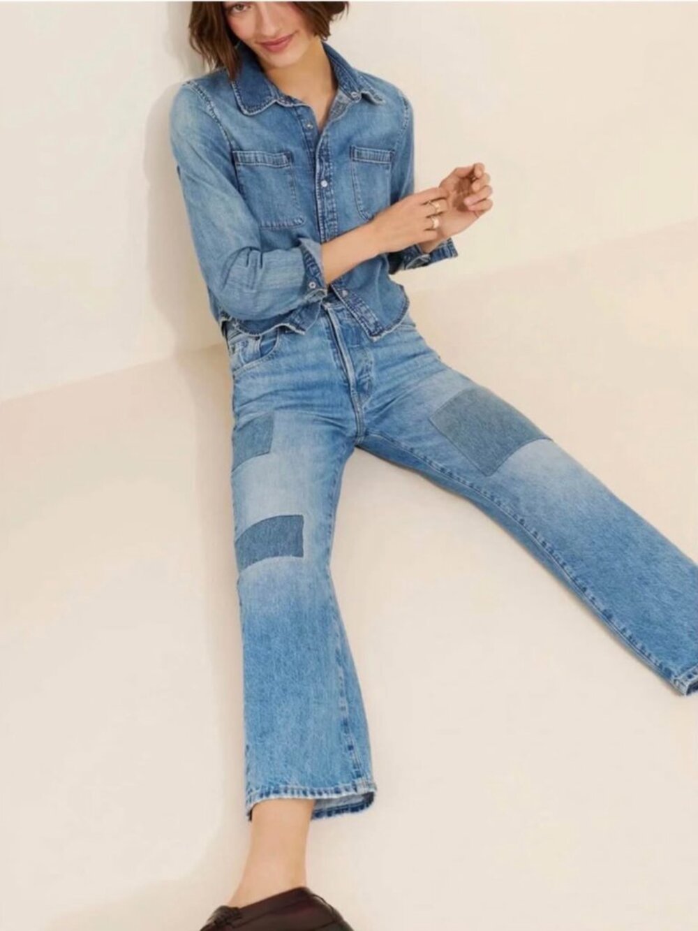 Edwin (Anthropologie) Patchwork Jeans (Retails $198) Size 25 LIKE NEW condition